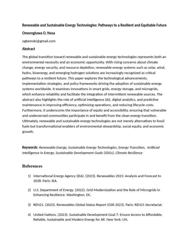 Renewable Energy for Equity and Resilience | PDF | Sustainable Energy ...