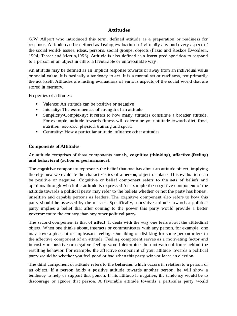 Understanding Attitudes and Behavior | PDF | Attitude (Psychology ...