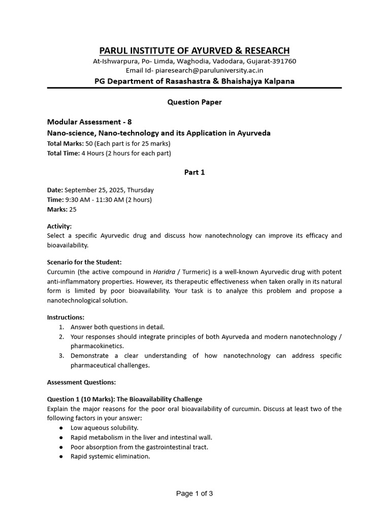 Question Paper For Modular Assessment 8 | PDF | Bioavailability | Dose ...