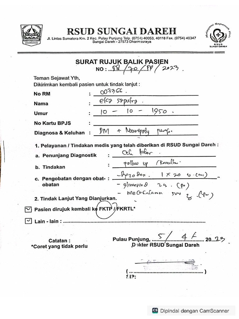 Surat Rujukan Balik Ke FKTP | PDF