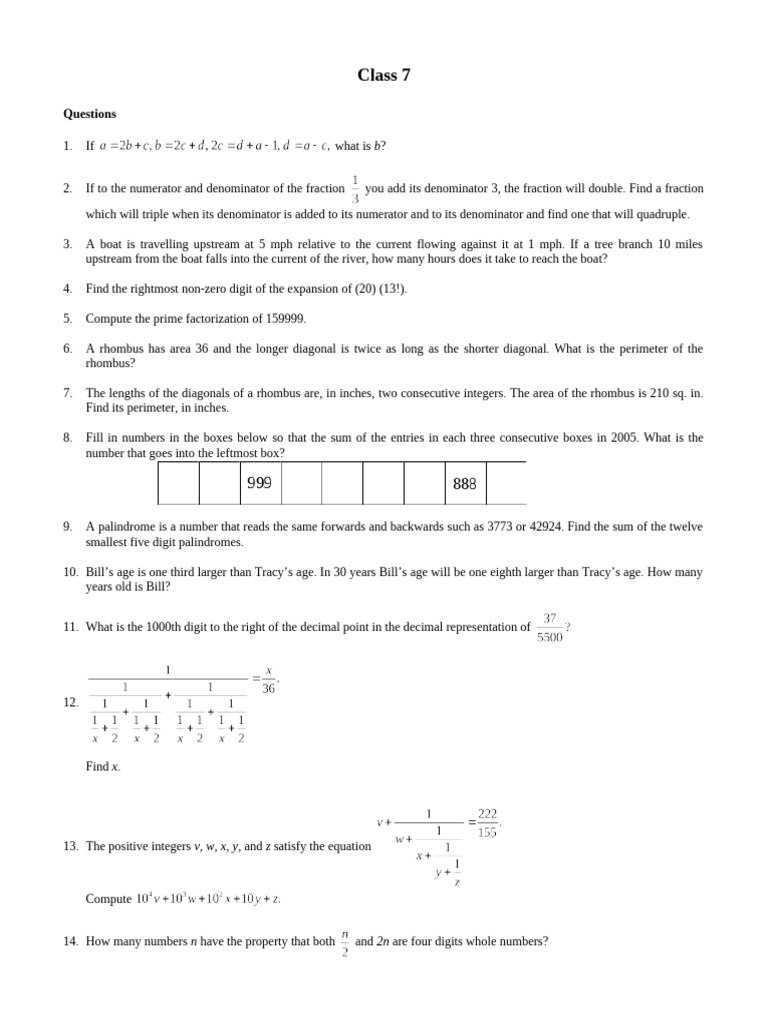 Class 7 Math Problem Set | PDF | Area | Triangle