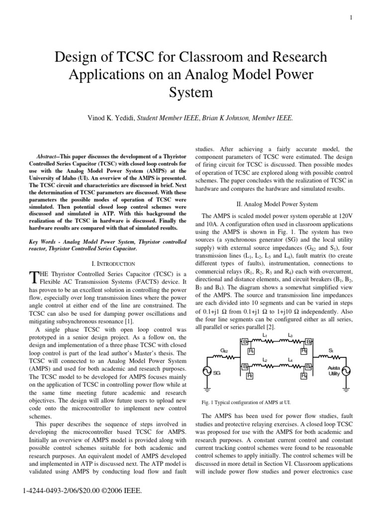 TCSC Design for Power System Education | PDF | Capacitor | Inductor