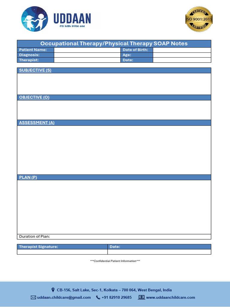 Occupational Therapy SOAP Notes Template | PDF