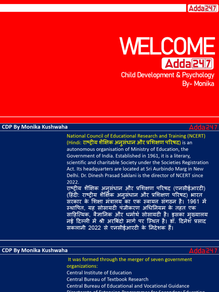 Welcome: Child Development & Psychology By-Monika | PDF