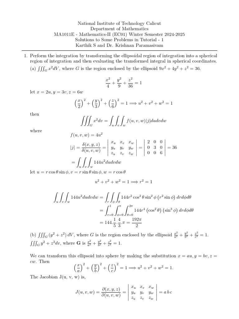 Mathematics-II Problem Solutions 2024-2025 | PDF | Coordinate System ...