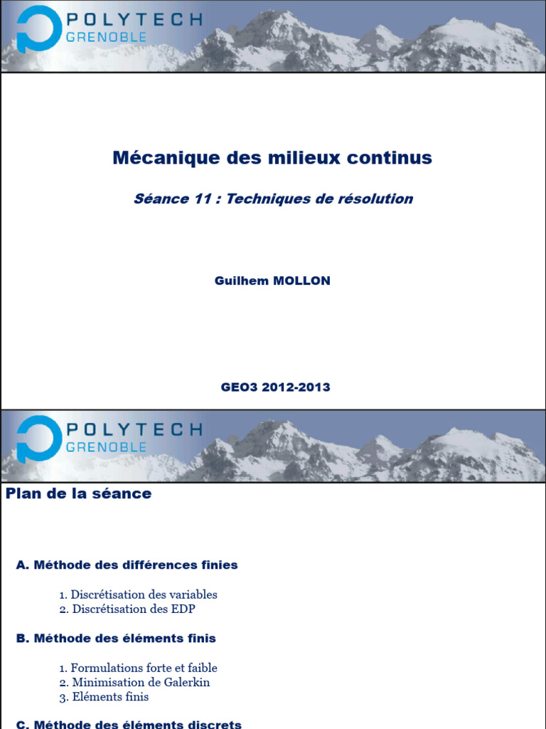 Résolution des EDP en mécanique continue | PDF | Méthode des éléments ...