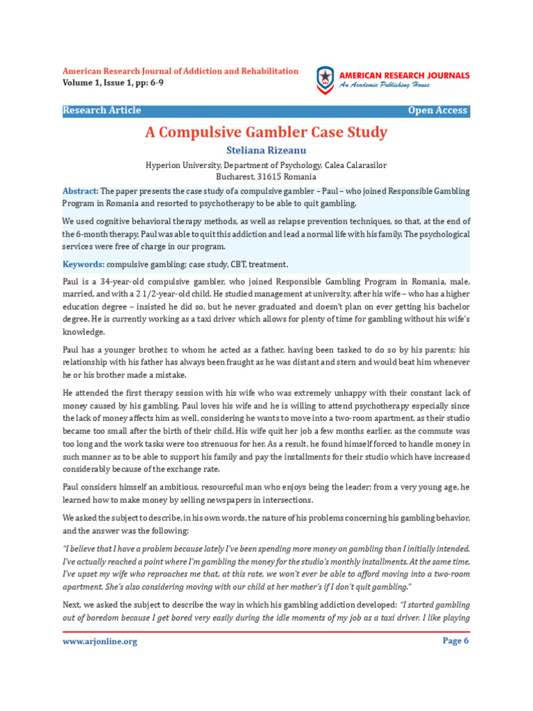 Compulsive Gambler Case Study Analysis | PDF | Problem Gambling ...