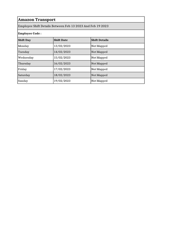 Amazon Employee Shift Overview | PDF