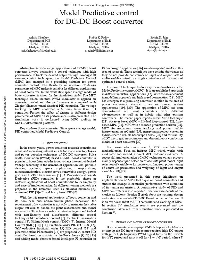 MPC for DC-DC Boost Converter Control | PDF | Power Electronics ...