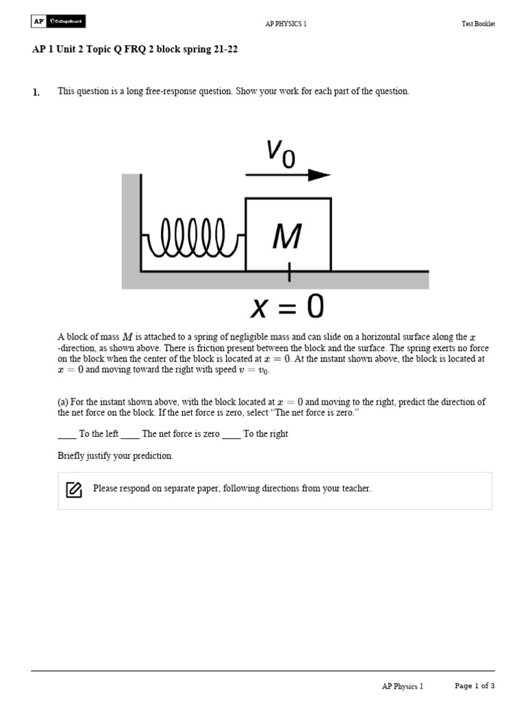 AP Physics 1: Block and Spring Dynamics | PDF | Force | Friction