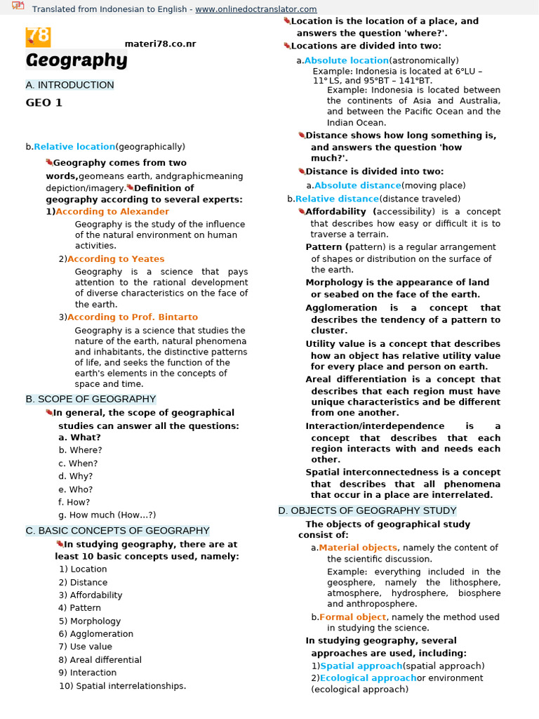 10 Basic Concepts of Geography | PDF | Geography | Earth