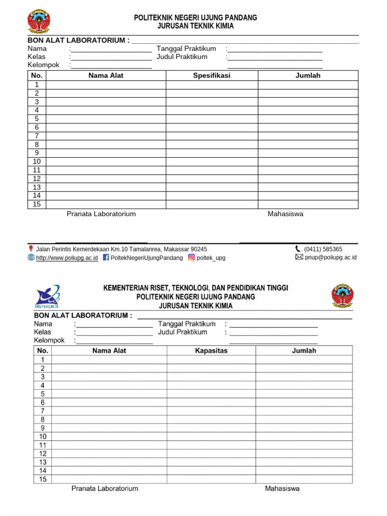 Form Bon Alat Analis-3 | PDF