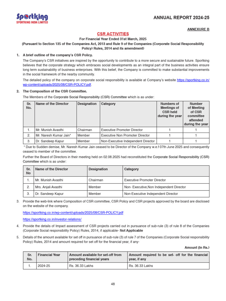 CSR Activities Report 2024-25 | PDF | Corporate Social Responsibility ...