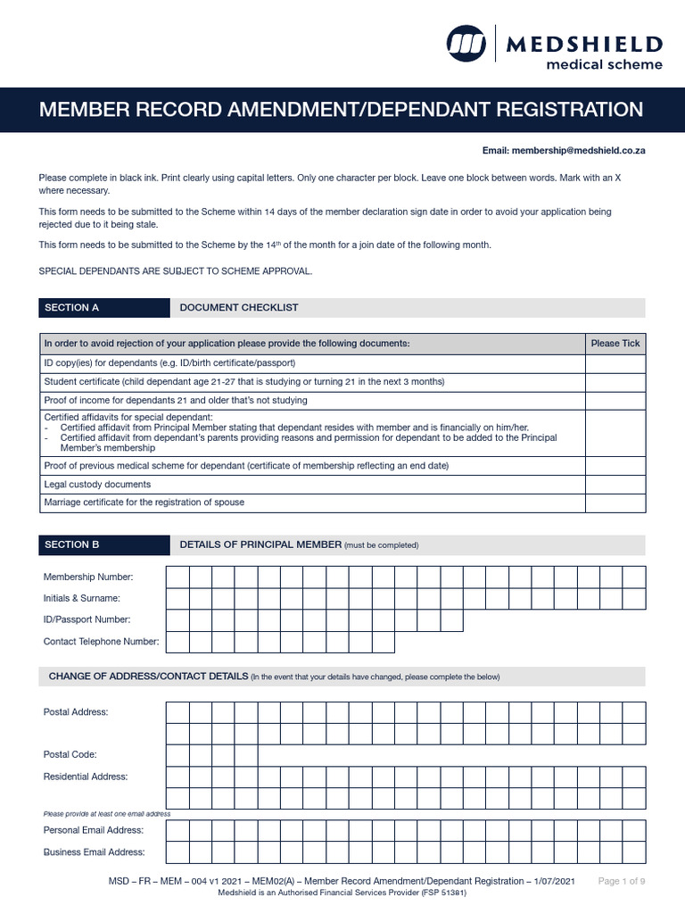 Member Record Amendment Form | PDF | Birth Certificate