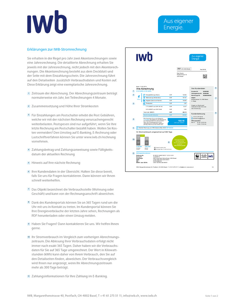 IWB Erklärung Stromrechnung | PDF