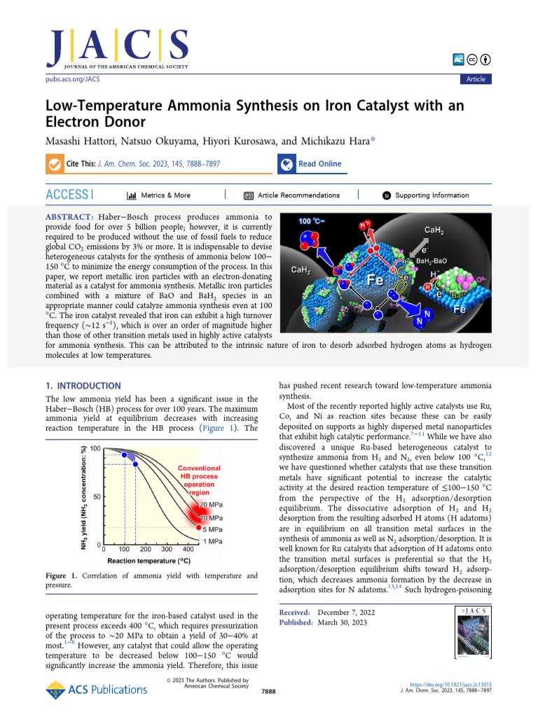 Low-Temperature Ammonia Synthesis Catalyst | PDF | Catalysis | Adsorption