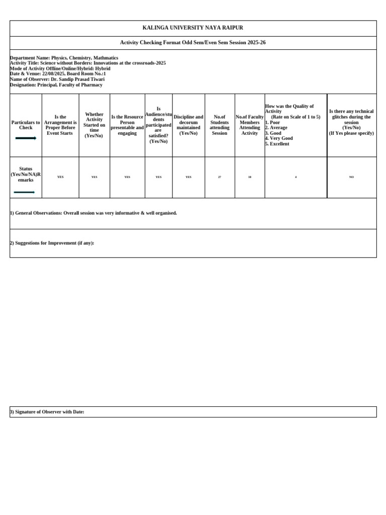 Kalinga University Activity Report 2025 | PDF