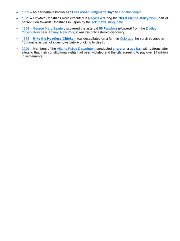 Historical Events from 1509 to 2009 | PDF