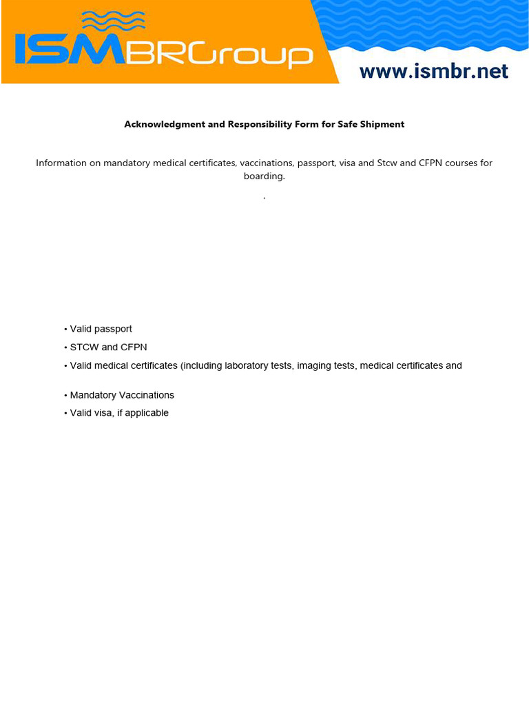 Acknowledgment and Responsibility Form For Safe Shipment | PDF