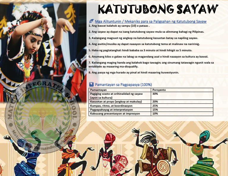 Guidelines Criteria For Katutubong Sayaw | PDF