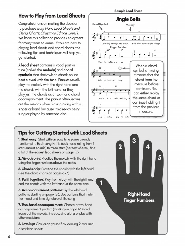 Easy Piano Introduction To Lead Sheets - PNG | PDF
