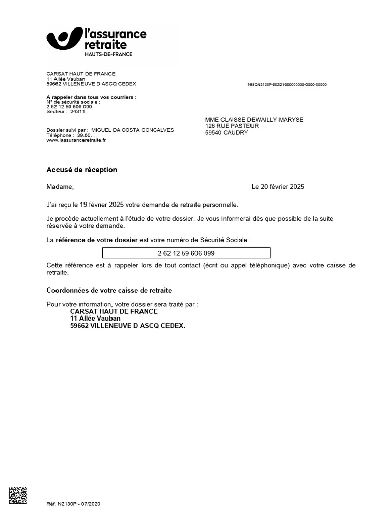 Suivi de demande de retraite CARSAT | PDF