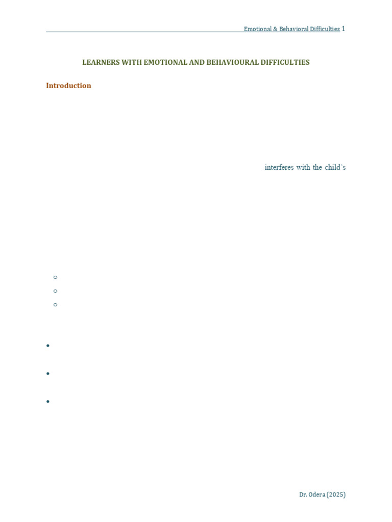 Understanding Emotional & Behavioral Disorders | PDF | Mental Disorder ...