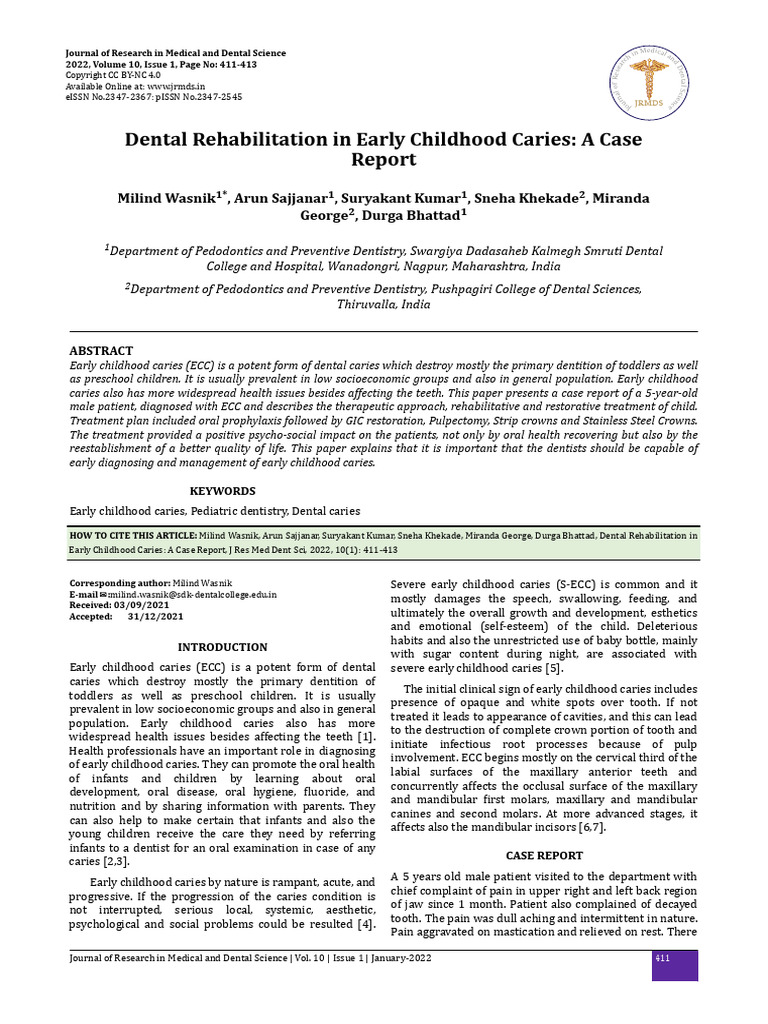Early Childhood Caries: Case Report & Treatment | PDF | Human Tooth ...