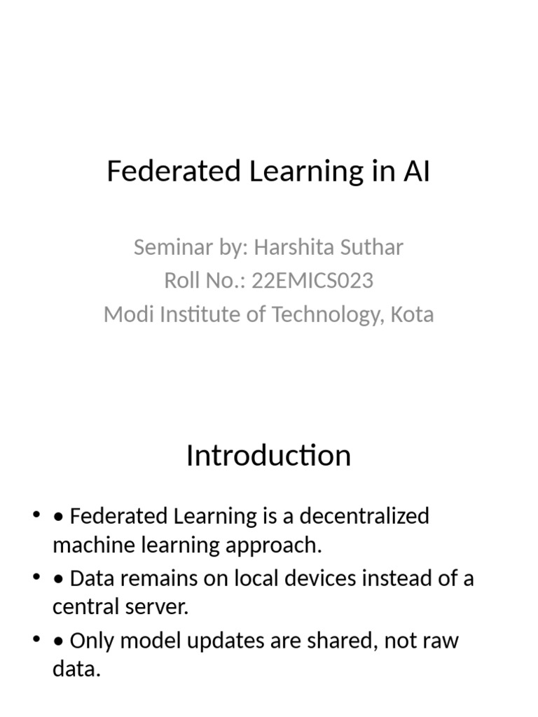 Federated Learning Seminar Overview | PDF | Artificial Intelligence ...
