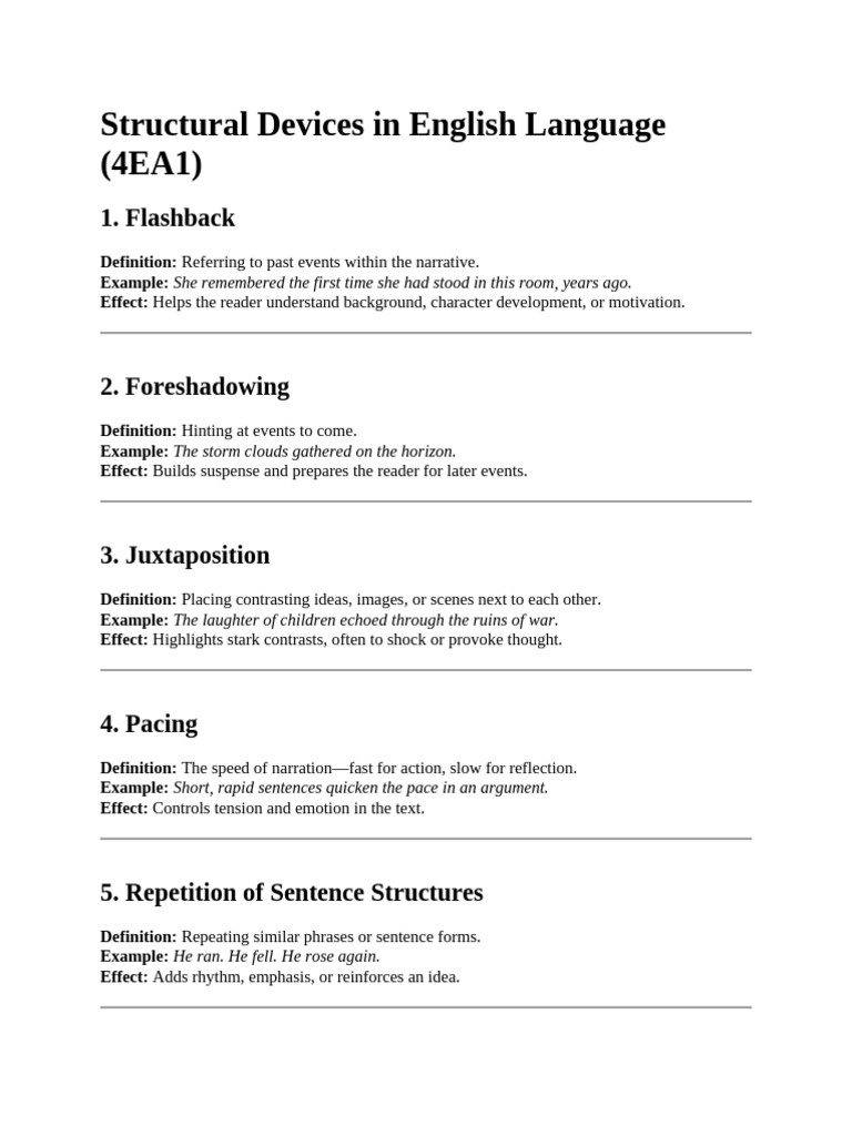 Key Structural Devices in English | PDF | Ellipsis