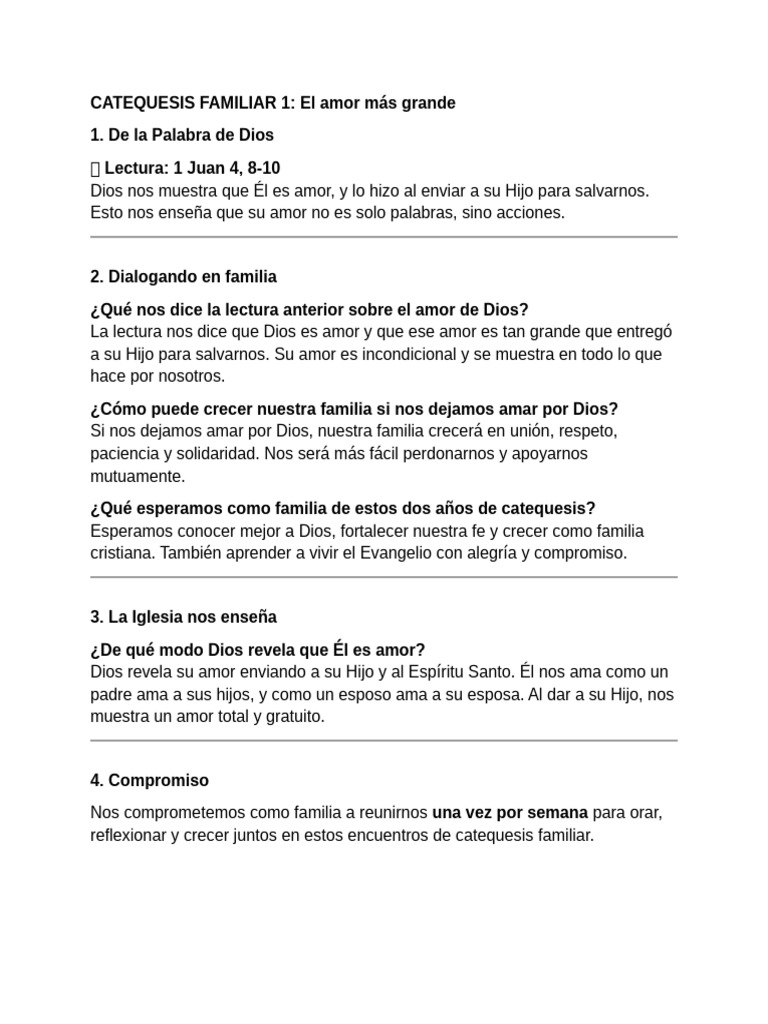 Amor y fe en la catequesis familiar | PDF | Amor | Fe