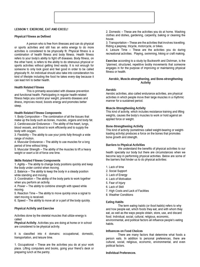 Fitness and Nutrition Essentials Guide | PDF | Physical Fitness ...