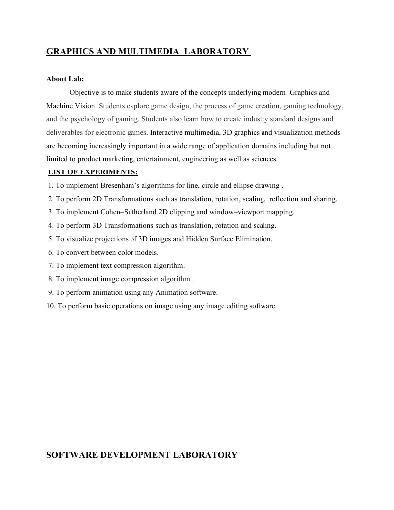 Graphics and Multimedia Lab Overview | PDF