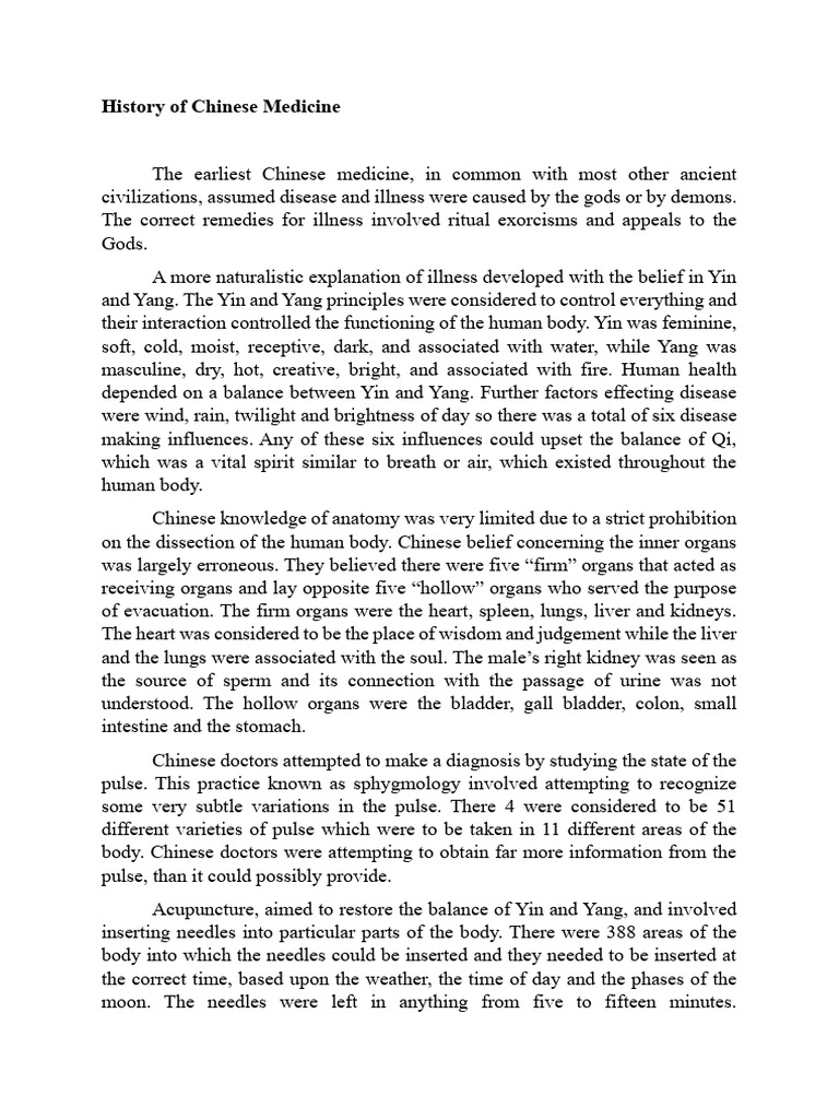 History of Chinese Medicine | PDF | Traditional Chinese Medicine | Yin ...