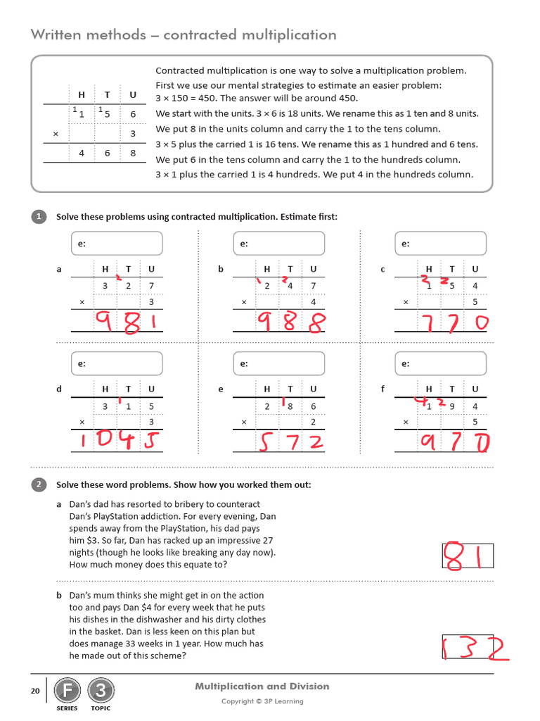 Contracted and Extended Multiplication Methods | PDF | Mathematics ...
