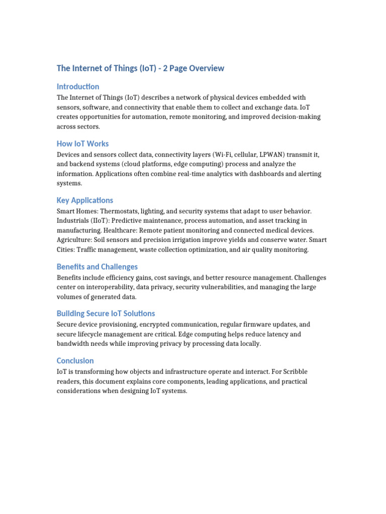 Internet of Things 2pager | PDF