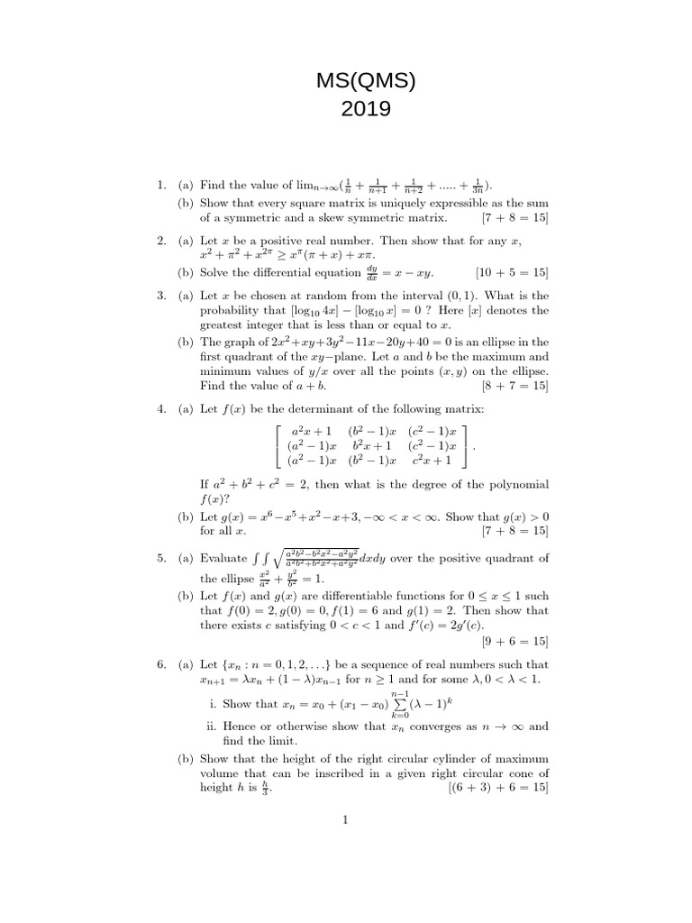Advanced Mathematical Problems and Solutions | PDF | Matrix ...