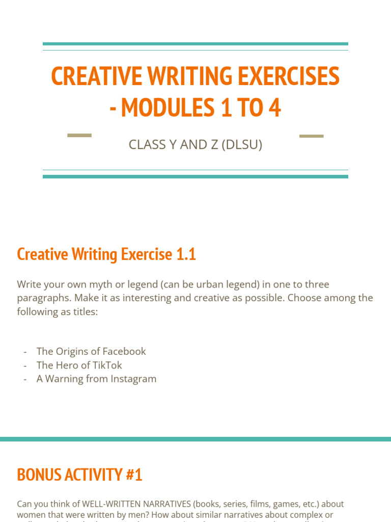 Creative Writing Exercises Overview | PDF