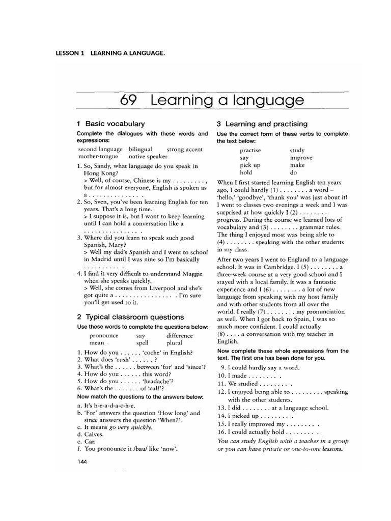 LESSON 1. Learning A Language | PDF