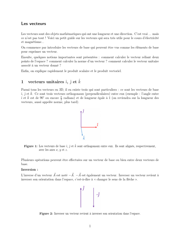 Guide complet sur les vecteurs mathématiques | PDF | Base (algèbre ...