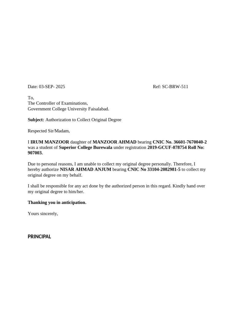 Authority Letter | PDF
