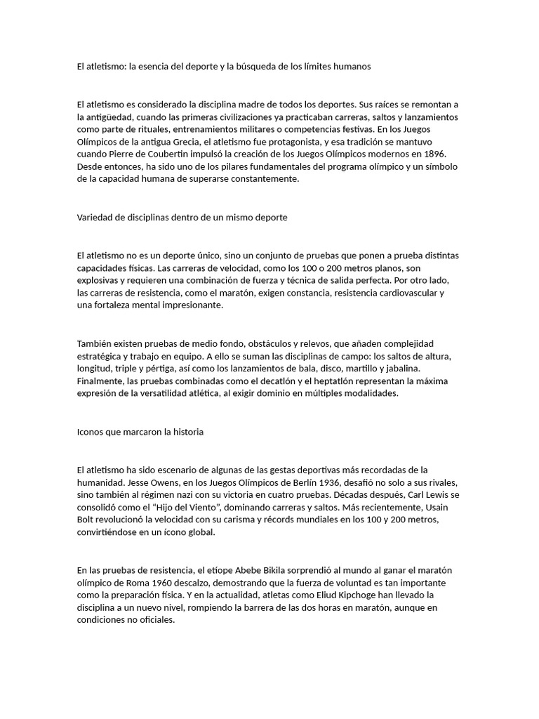 Atletismo, La Esencia Del Deporte | PDF | Deporte del atletismo | Deportes
