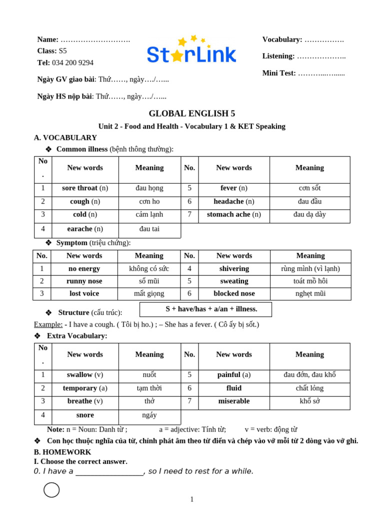 Foreign Teacher-S5-W4-U2-Vocabulary 1 & KET Speaking | PDF | Common ...