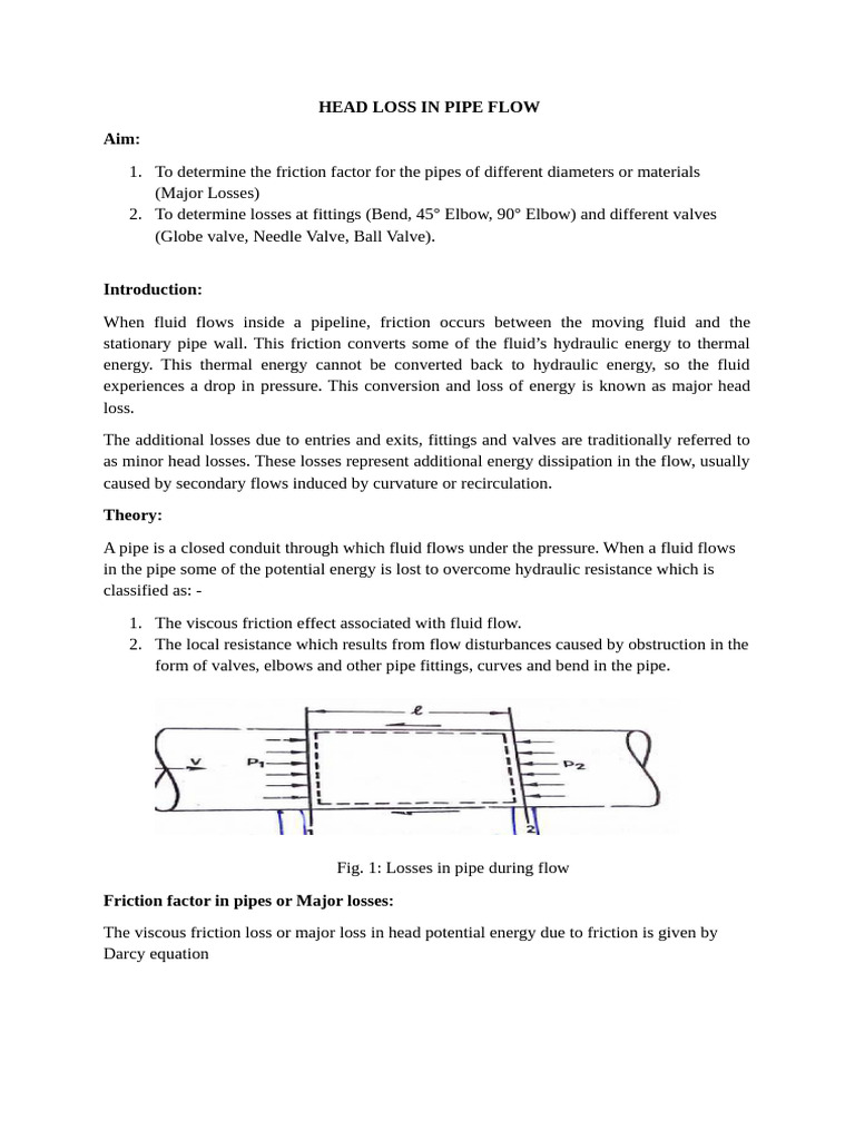 Losses Due To Pipe Fitting - New | PDF | Fluid Dynamics | Valve