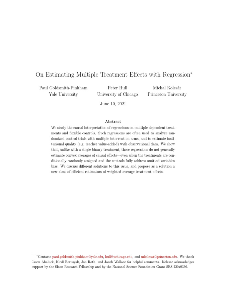 Estimating Treatment Effects in Regression | PDF | Linear Regression ...