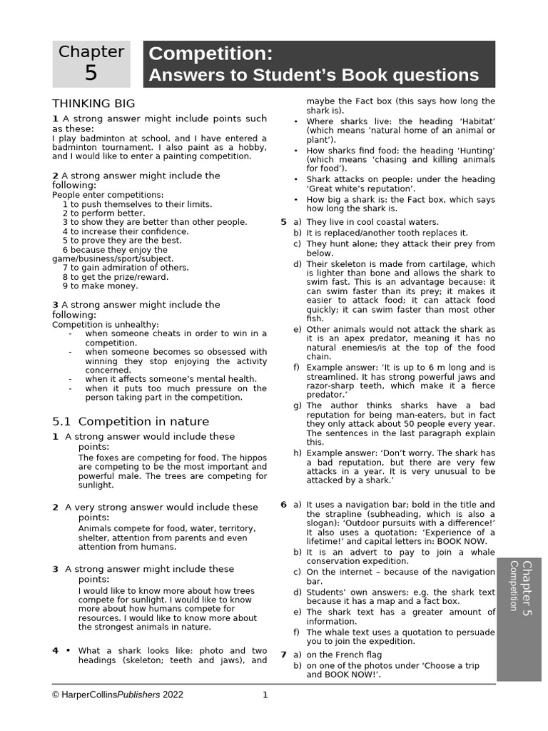 SB Chapter 05 Answers | PDF | Telephone | Sharks