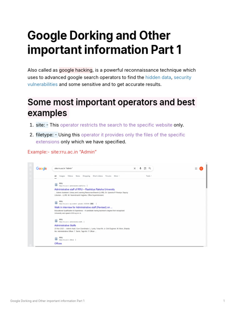 Google Dorking Techniques Explained | PDF | Transport Layer Security ...