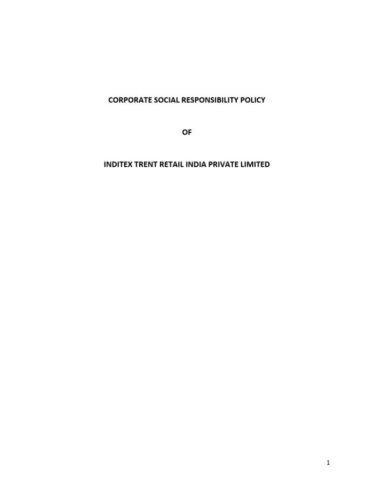 Inditex India's CSR Policy Overview | PDF | Corporate Social ...