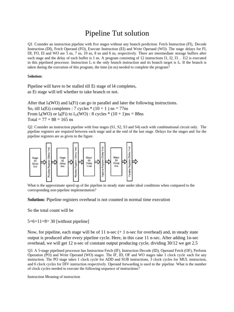 Instruction Pipeline Analysis and Solutions | PDF | Central Processing ...