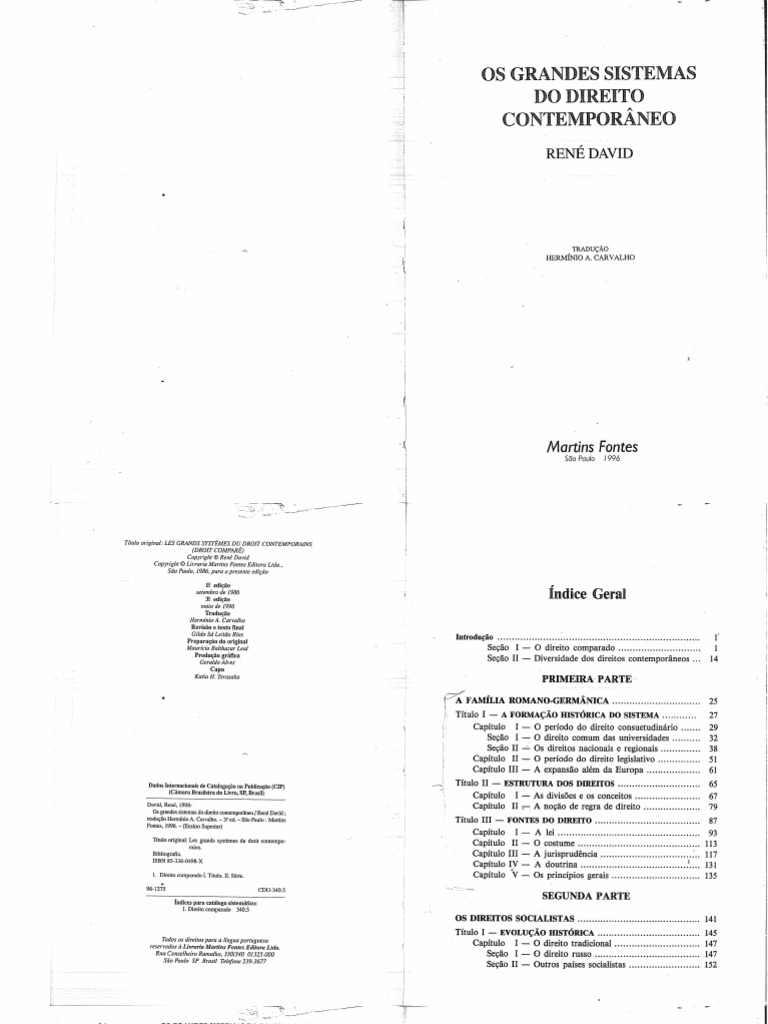 David, Rene - Os Grandes Sistemas Do Direito Contemporaneo | PDF